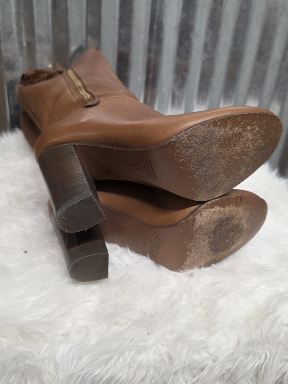 Coach Therese Tall Leather Tassel Zip Boots in Cinnamon Brown - Picture 7 of 12